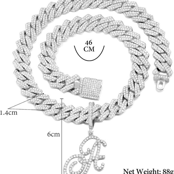 Gold Silver Plated Initial Cuban Link Chain Necklace for Women Cursive Letter Go - Picture 8 of 8